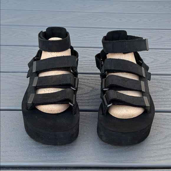 Teva Flatform Mevia Strappy Gladiator Platform Sandals Black Size 8 - Picture 8 of 17